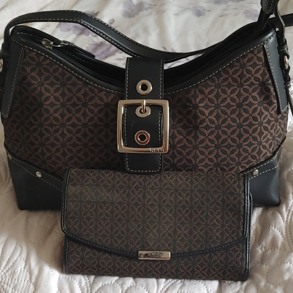RELIC Leather Shoulder Bag Purse Satchel + wallet